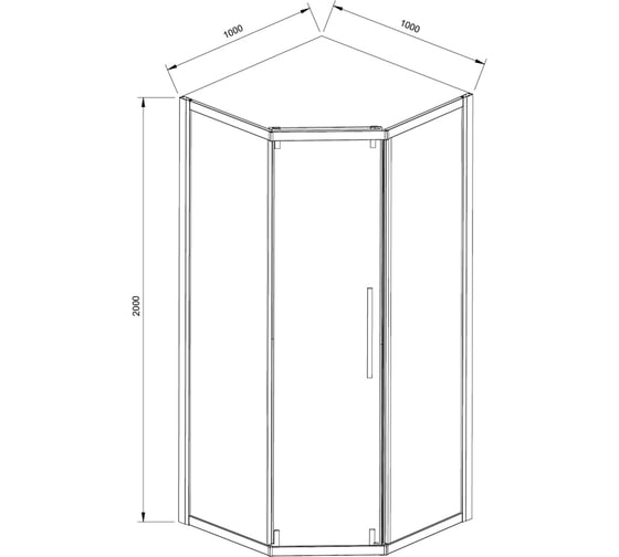Душевой уголок VINCEA show 1000x1000, черный, стекло прозрачное VSP1-4SH100CLB