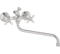 Смеситель для ванны ARCO DA VELLA маховик крест, белый металл, дивертор к/б, излив 30 см A2516 13644