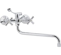 Смеситель для ванны ARCO DA VELLA маховик металл, крест, дивертор к/б в теле, излив 30 см А2520 07399