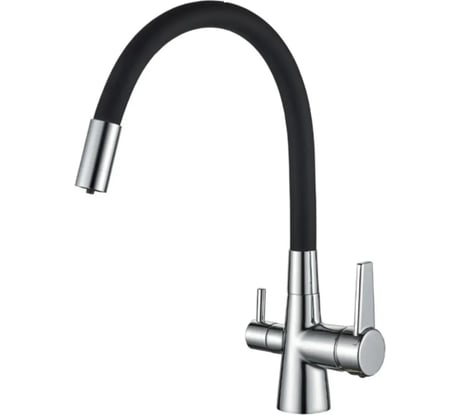 Смеситель Haiba комбинированный силиконовый с гибким изливом и с подкл. фильтра, черный/хром HB76858-7