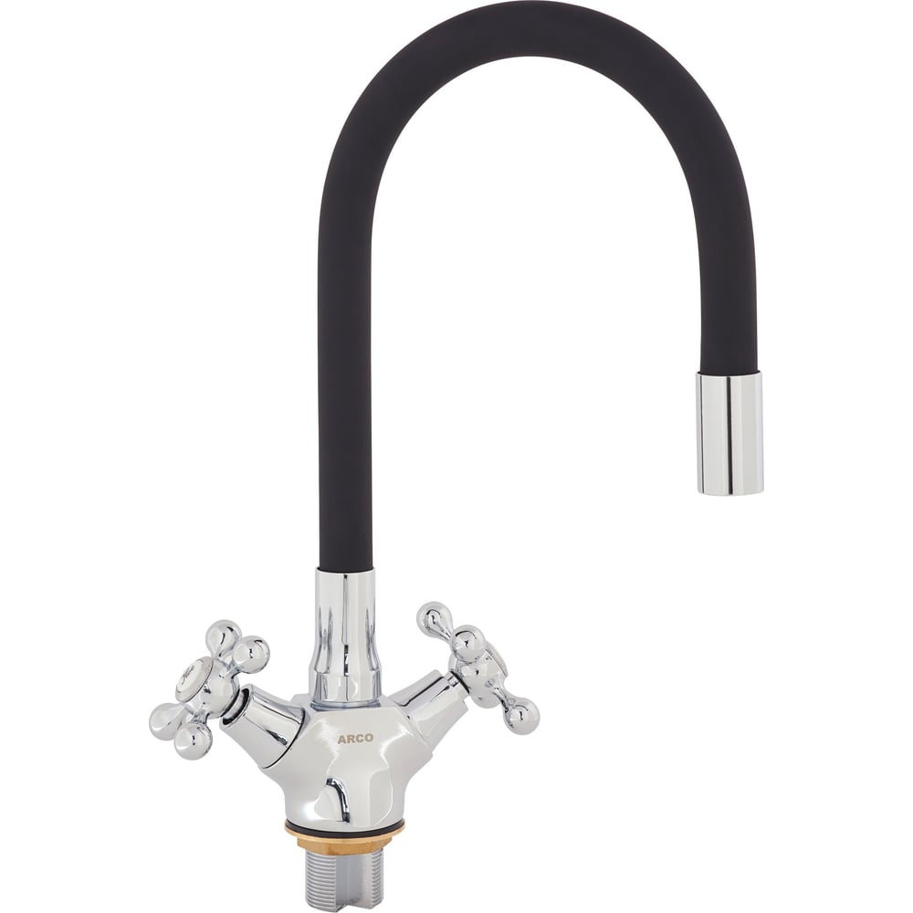Смеситель для кухни ARCO DA VELLA маховик крест, с гайкой, гибкий излив ...