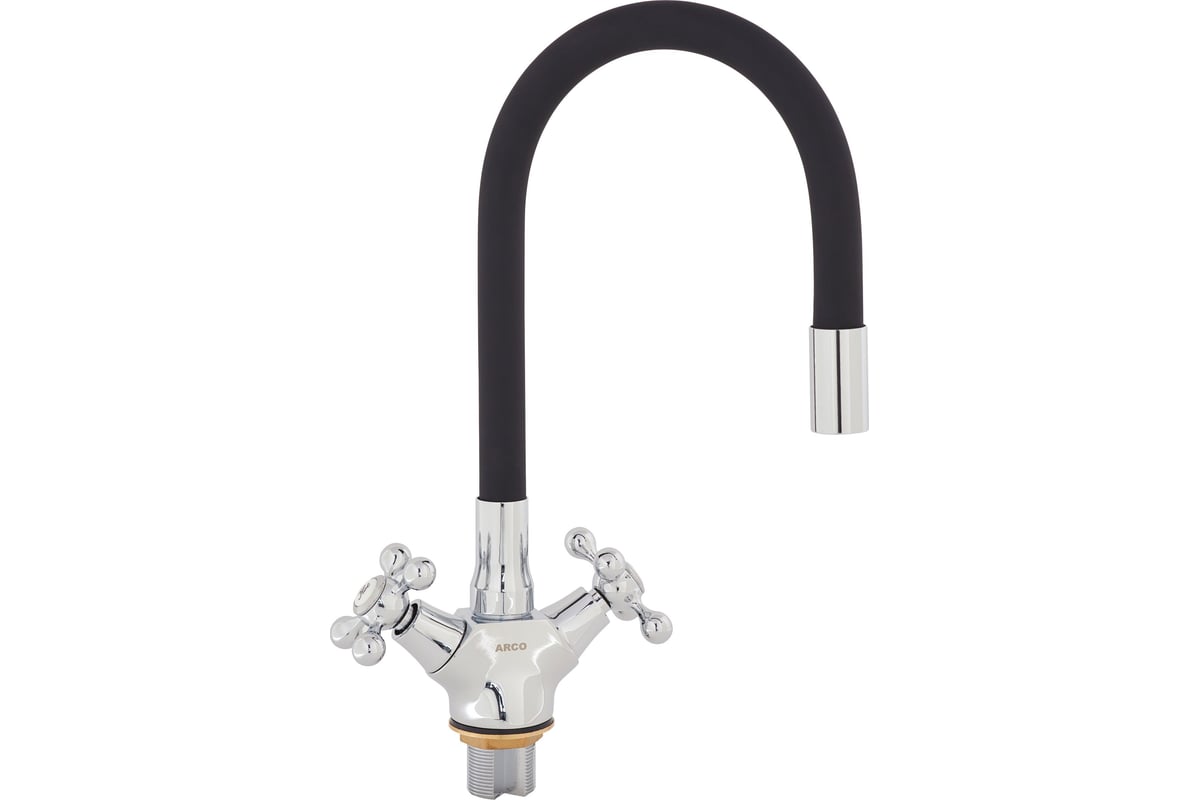 Смеситель для кухни ARCO DA VELLA маховик крест, с гайкой, гибкий излив ...