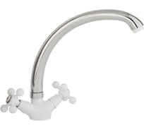 Смеситель для кухни ARCO DA VELLA маховик крест, металл, белый/хром А4515WT-CH 14071