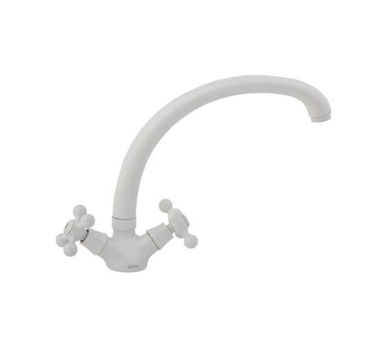Смеситель для кухни ARCO DA VELLA маховик крест, металл, белый А4515WT 04884