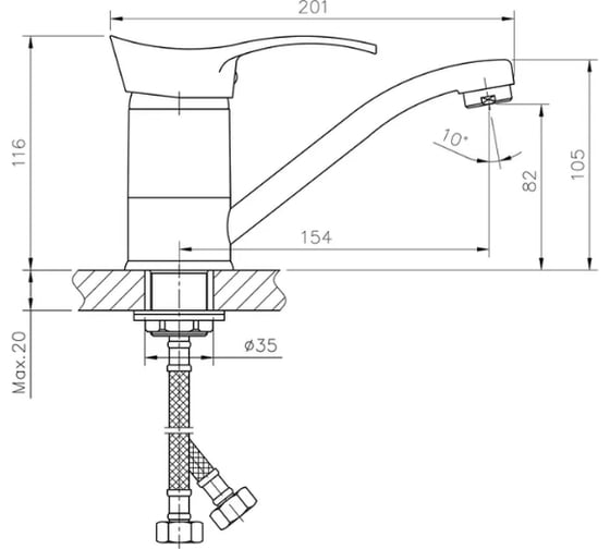 Смеситель для раковины Haiba с гайкой, хром HB4501-2