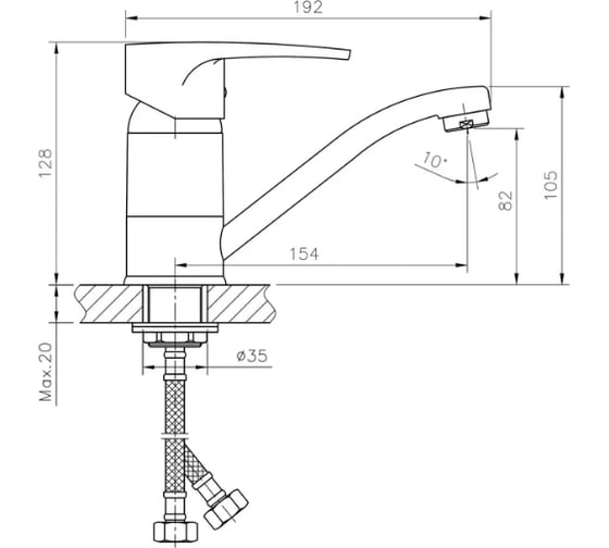 Смеситель для раковины Haiba с гайкой, хром HB4565-2