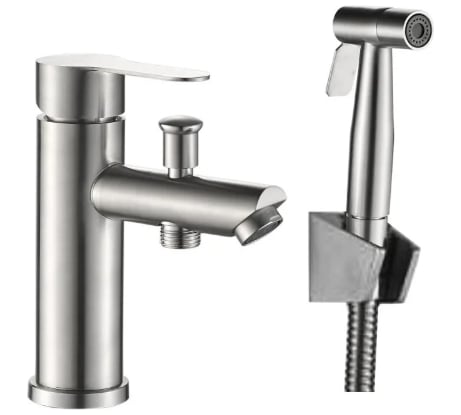 Смеситель для раковины Haiba с гигиеническим душем, сталь HB12801