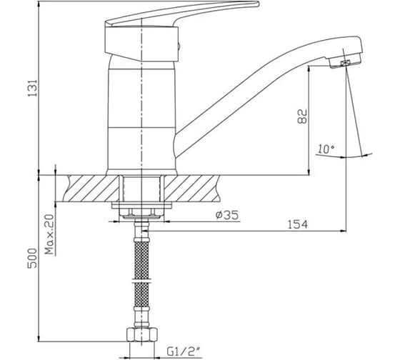Смеситель для раковины Haiba с гайкой, хром HB4506-2
