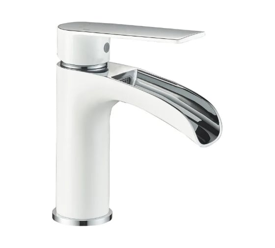 Смеситель для раковины Haiba с каскадным изливом, белый/хром HB13505-8