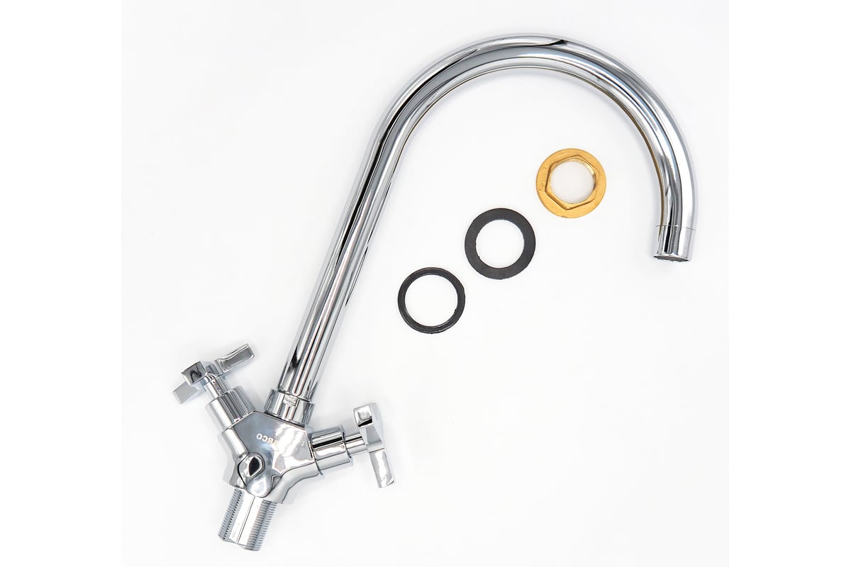 Смеситель для кухни ARCO DA VELLA маховик крест, металл, с гайкой А4518 ...