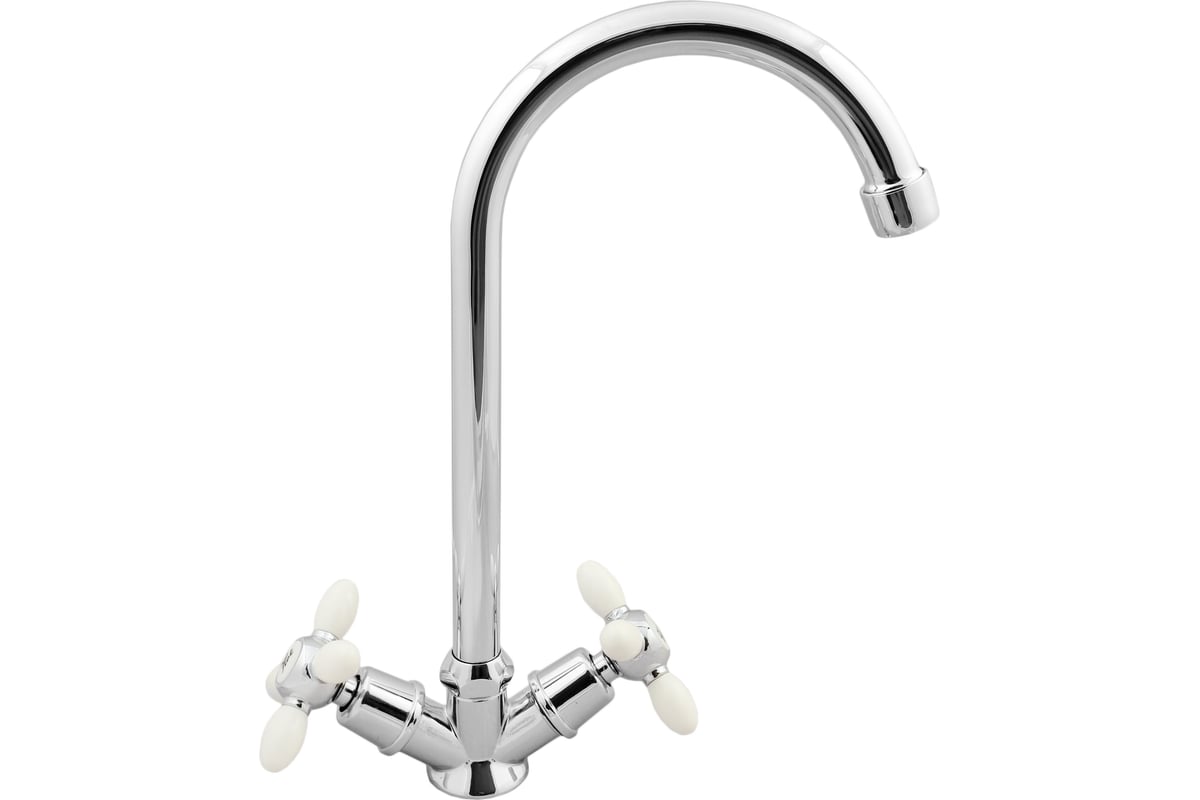 Смеситель для кухни ARCO DA VELLA маховик крест, белый, металл A4516 ...
