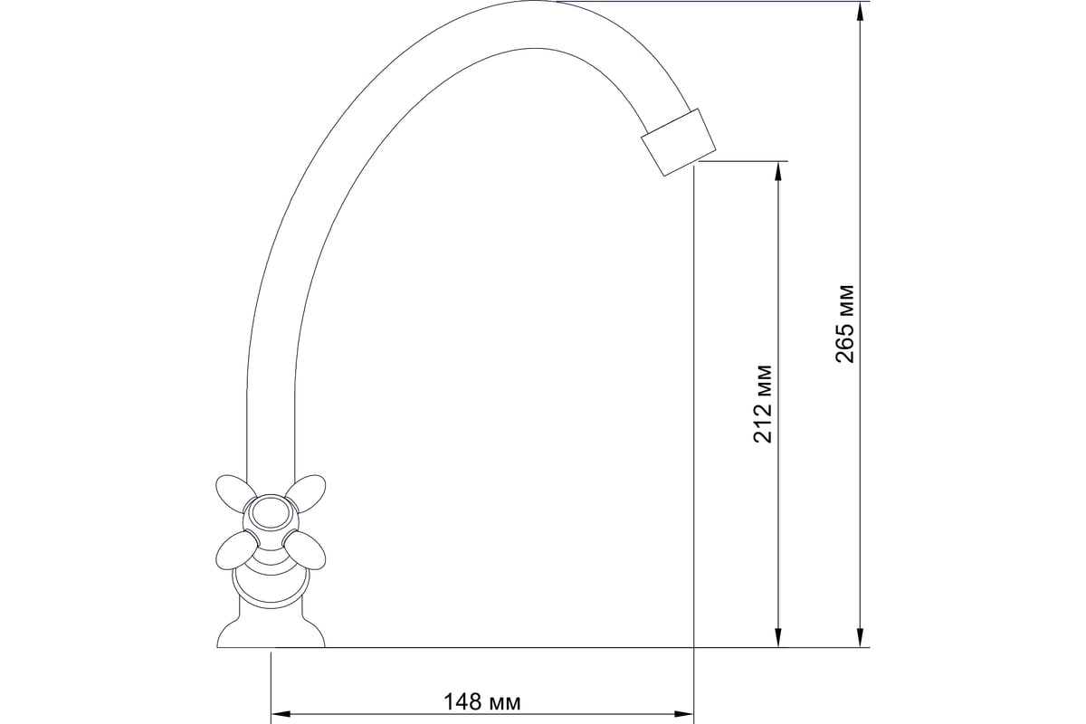 Смеситель для кухни ARCO DA VELLA маховик крест, белый, металл A4516 ...