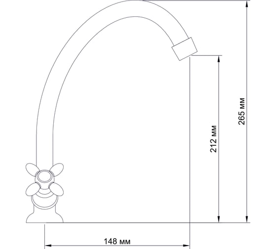 Смеситель для кухни ARCO DA VELLA маховик крест, белый, металл A4516 10444