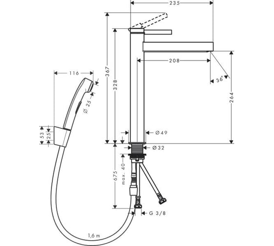 Смеситель для раковины Hansgrohe 260 Finoris 76220670 00000097208