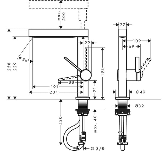 Смеситель для раковины Hansgrohe 230 Finoris 76063700 00000094416