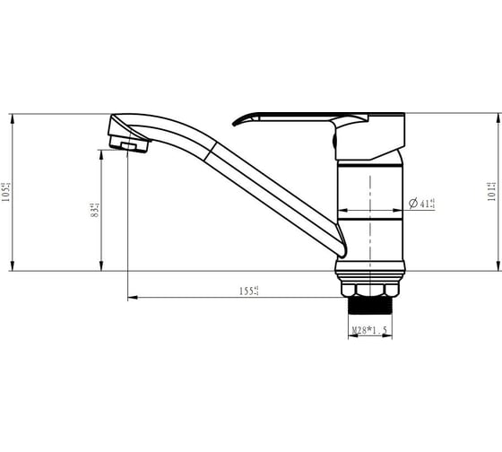 Смеситель для кухни ARCO DA VELLA 35 мм, излив 15 см, с гайкой А42(1)65 12212