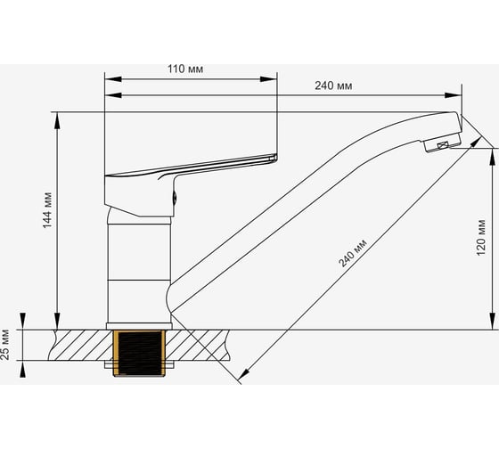 Смеситель для кухни ARCO DA VELLA 35 мм, с гайкой А41(2)14 12180