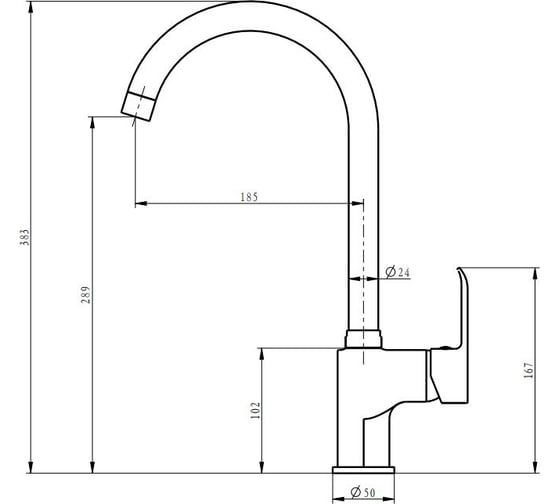 Смеситель для кухни ARCO DA VELLA 35 мм, ручка боковая А4065 12211