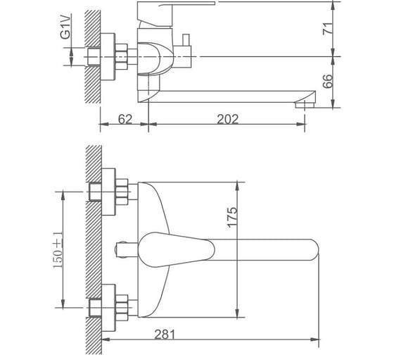 Смеситель для ванны Haiba с длинным изливом, полированная сталь HB60801-2