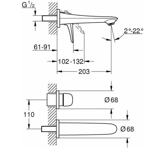 Смеситель для раковины Grohe EUROSTYLE EST 2015 Solid на 2 отверстия, размер M 29097003