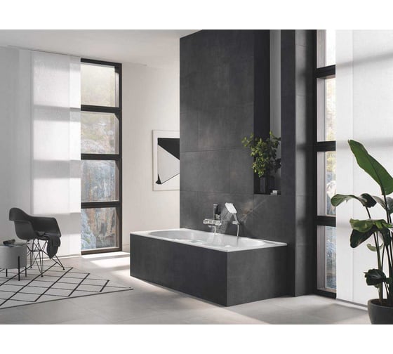 Душевой набор Grohe Rainshower SmartActive 130 cube квадратный ручной душ, настенный держатель, шланг 1500 мм, белая луна 26588ls0 00000082965