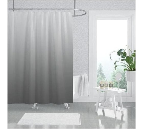 Штора для ванной комнаты Homium Bath Basic, цвет серый, размер 180*180см, однотонная bath02grey