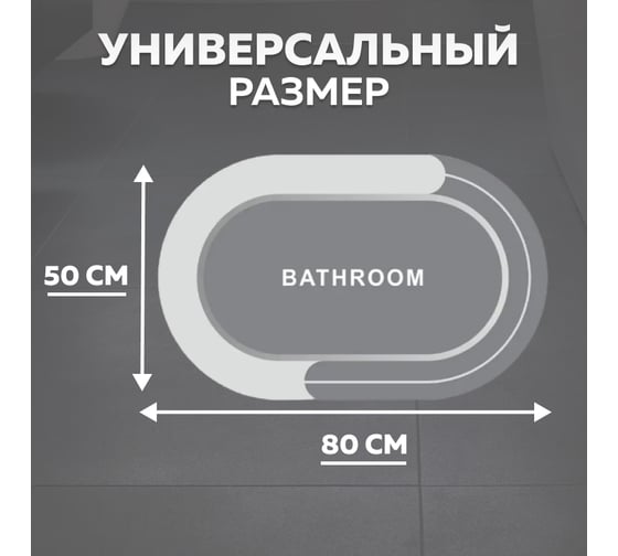 Коврик для ванной Ridberg 50x80 см, серый 1211332