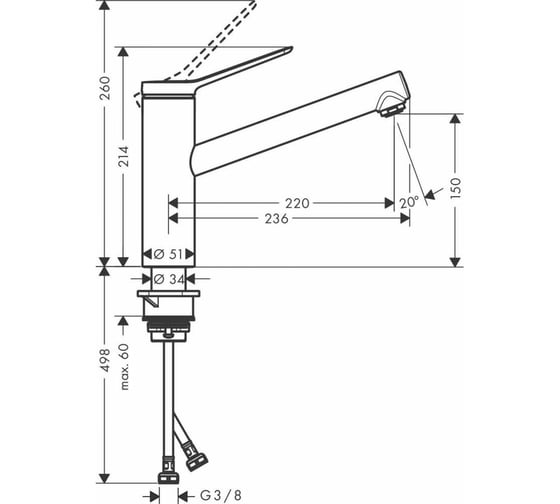 Смеситель для кухни Hansgrohe Zesis 1jet m33 150 74802800 00000096456