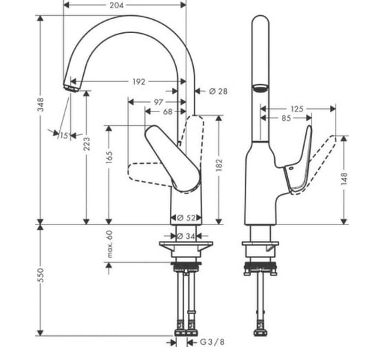 Смеситель для кухни Hansgrohe Focus под сталь 71802800 00000071831