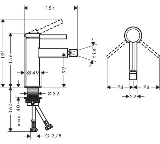 Смеситель для биде Hansgrohe Finoris 76200670 00000094414