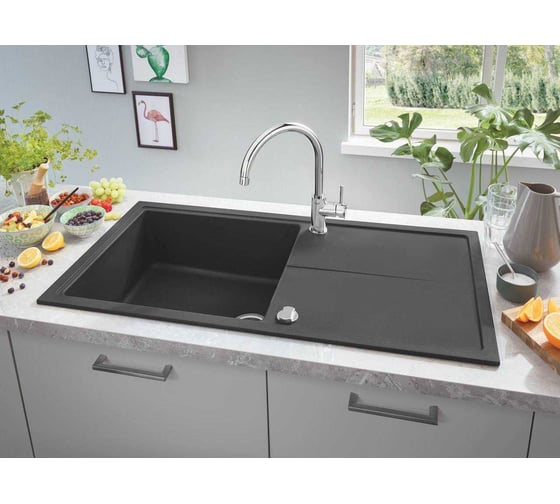 Смеситель для мойки Grohe BauClassic с высоким C-образным изливом, хром 31535001 00000087628