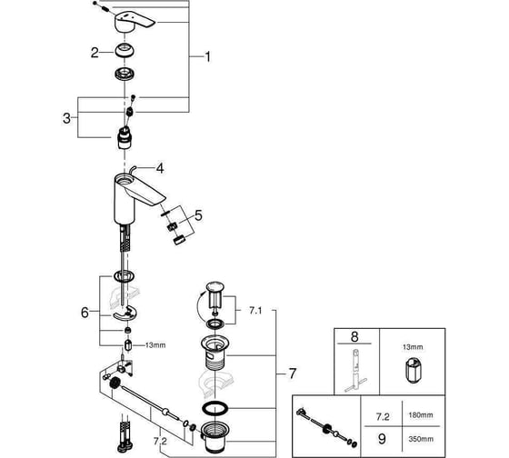 Однорычажный смеситель для раковины Grohe Eurosmart s-size, хром 32926003 00000099029