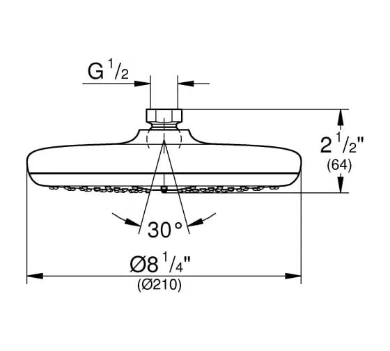Верхний душ Grohe Tempesta 210 расход 6.8 л/мин, хром 26409000