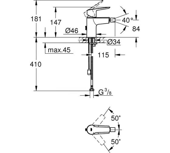 Смеситель для биде Grohe Start QuickFix с цепочкой, хром 32281002
