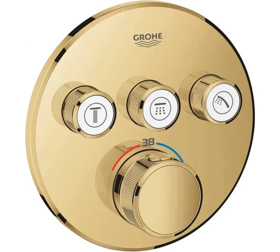Внешняя часть термостата для душа Grohe Grohtherm SmartControl на 3 потребителя, круглая, холодный рассвет глянец 29121GL0