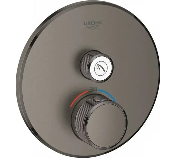 Внешняя часть термостата для душа Grohe Grohtherm SmartControl на 1 потребителя, круглая, темный графит матовый 29118AL0