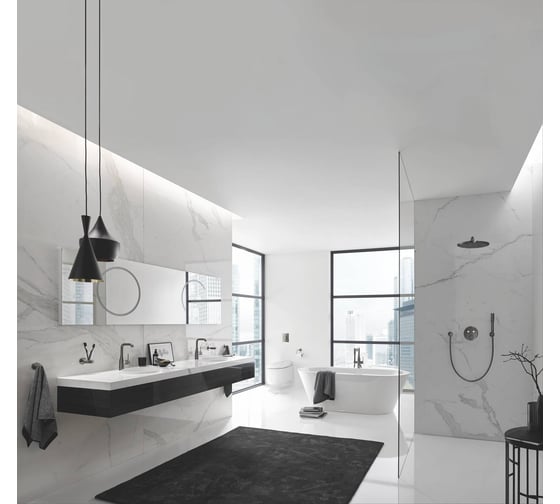Внешняя часть смесителя для ванны Grohe Essence напольного монтажа, темный графит матовый 23491AL1