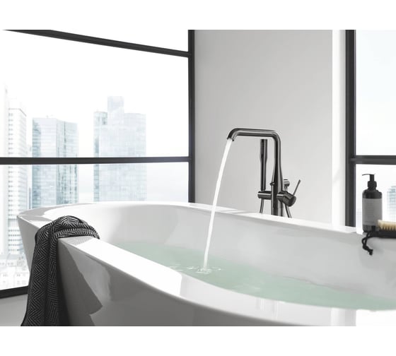 Внешняя часть смесителя для ванны Grohe Essence напольного монтажа, темный графит матовый 23491AL1