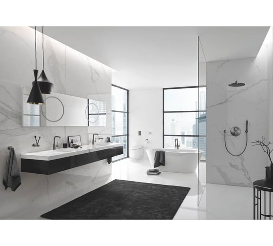 Внешняя часть смесителя для ванны Grohe Essence напольного монтажа, темный графит матовый 23491AL1
