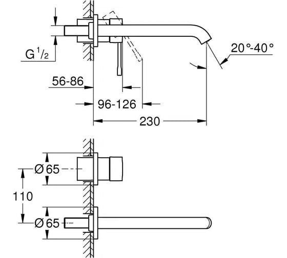Внешняя часть смесителя для раковины Grohe Essence на 2 отверстия, L-Size, суперсталь 19967DC1