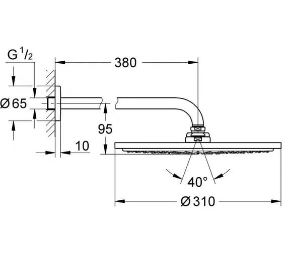 Верхний душ Grohe с кронштейном rainshower 26066gn0 00000077587