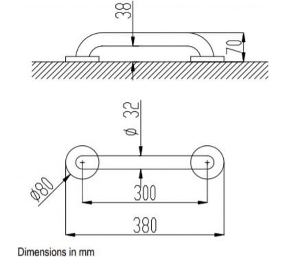 Прямой поручень NOFER 300 мм., матовый 15054.30.S