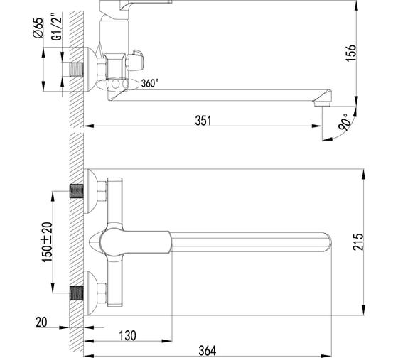 Универсальный смеситель Lemark Plus Grace LM1551C
