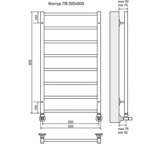 Водяной полотенцесушитель Terminus Контур П8 500*900