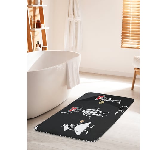 Коврик для ванной комнаты и туалета противоскользящий JOYARTY "Невеста-скелет" 60х100 см bath_95310_60x100 1