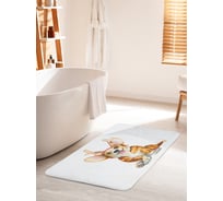 Коврик для ванной комнаты и туалета противоскользящий JOYARTY "Корги собака с рогами оленя" 60х100 см bath_103503_60x100