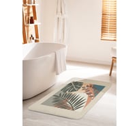 Коврик для ванной комнаты и туалета противоскользящий JOYARTY "Пальмовые листья на бежевом фоне" 60х100 см bath_419758_60x100