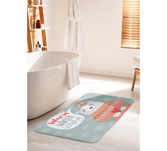 Коврик для ванной комнаты и туалета противоскользящий JOYARTY "Теплые зимние пожелания" 60х100 см bath_182304_60x100 1