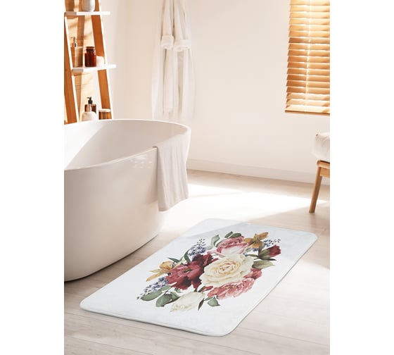Коврик для ванной комнаты и туалета противоскользящий JOYARTY "Прекрасный летний букет" 60х100 см bath_294376_60x100 1