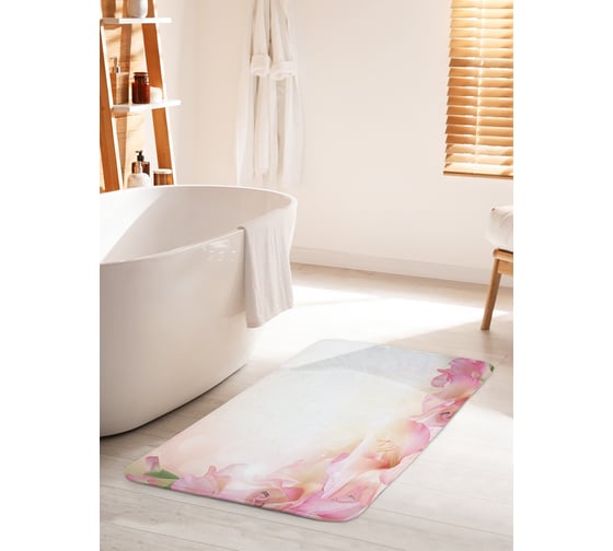 Коврик для ванной комнаты и туалета противоскользящий JOYARTY "Розовые лилии" 60х100 см bath_55130_60x100 1